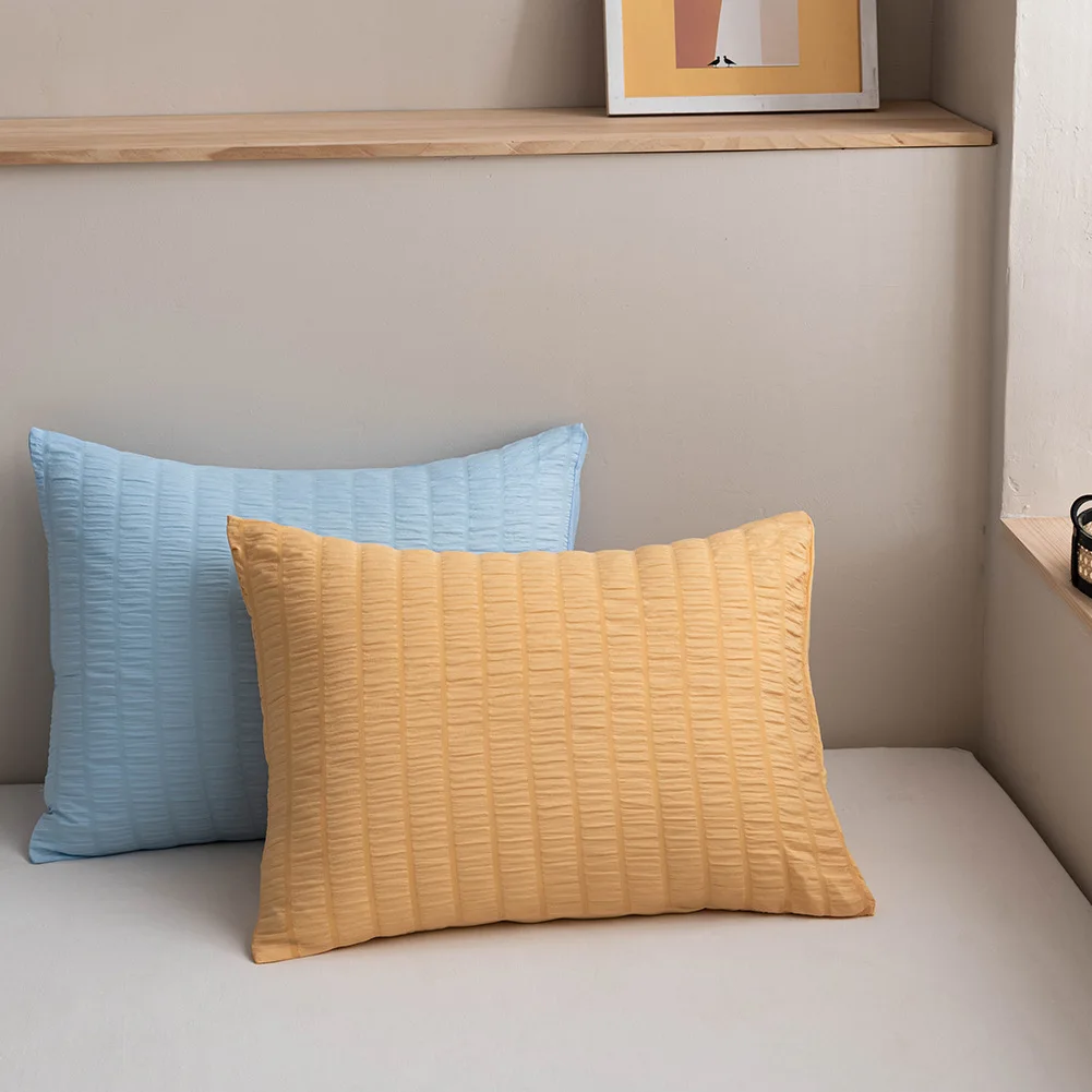 Luxury White yellow Pure Color Pillow Case Cover Home Decor Seersucker Cushion Cover