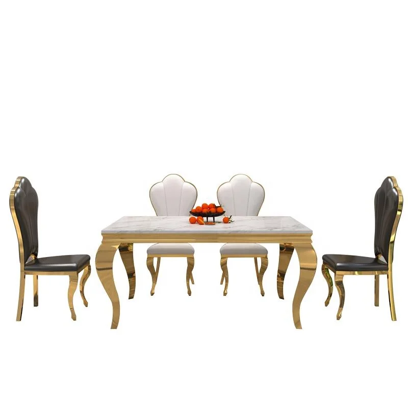 
 Metal Stainless Steel Rectangle Minimalist Dining Table Furniture Dining Room Tables DT003  