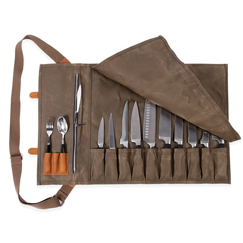 CHANGRONG Custom hot sale High quality  waxed canvas folding knife roll bag