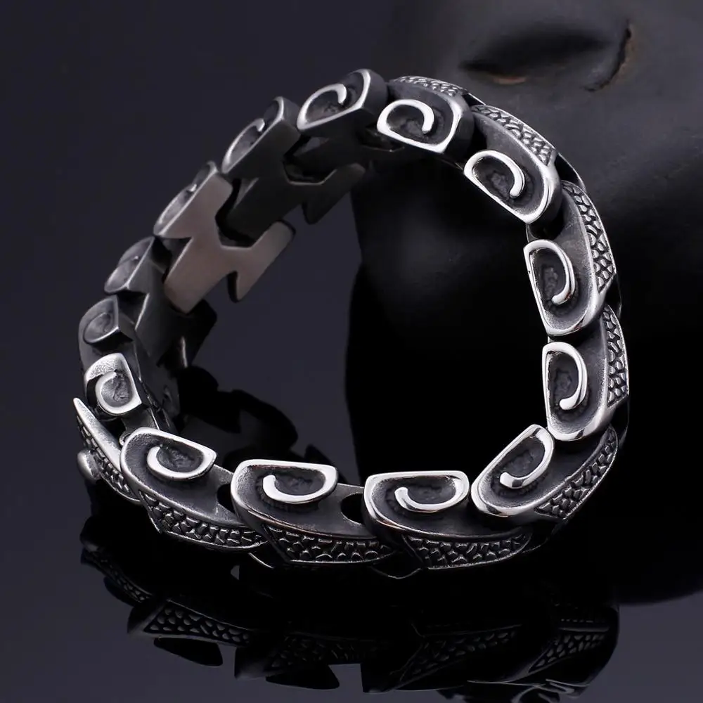 KALEN Punk Stainless Steel Dragon Grain Wrap Bracelets For Men