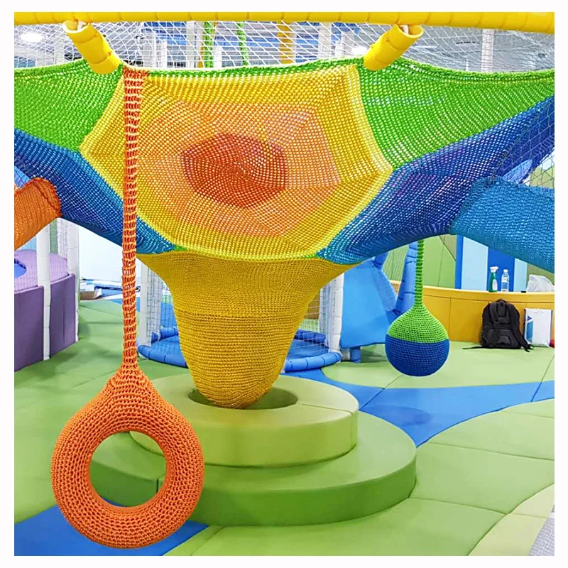 Colorful Climbing Nets Soft Playground Trampoline with Slide and Steel Frame China Plastic Woven Bag with Pallet 2 Kids/ M2 >10