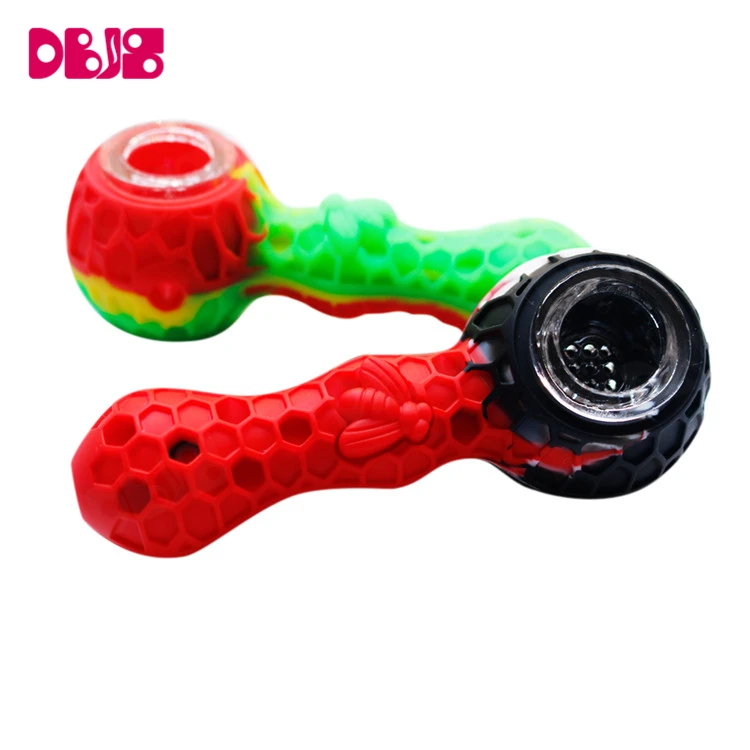 
New Products Custom Logo Silicone Smoking Pipes with Glass Bowl 