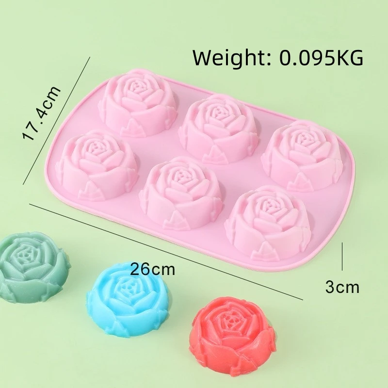 China Wholesale Rose Silicone Molds For Candles 6 Cavity Rose Shape Ice Cube Mold Maker Mold Silicone Ice Cube Tray