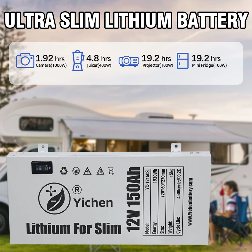 12v 150Ah Ultra Slimline RV Lithium Battery LiFePO4 Deep Cycle batteries 12.8V 150Ah
