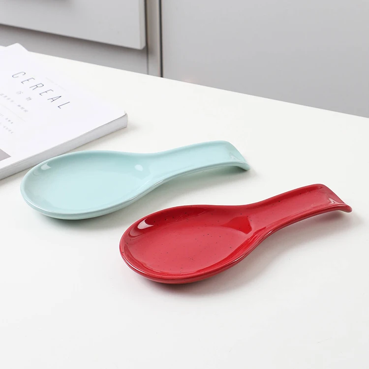 Color speckled high quality cheap restaurant kitchen utensils appliances soup rice rest ceramic spoon