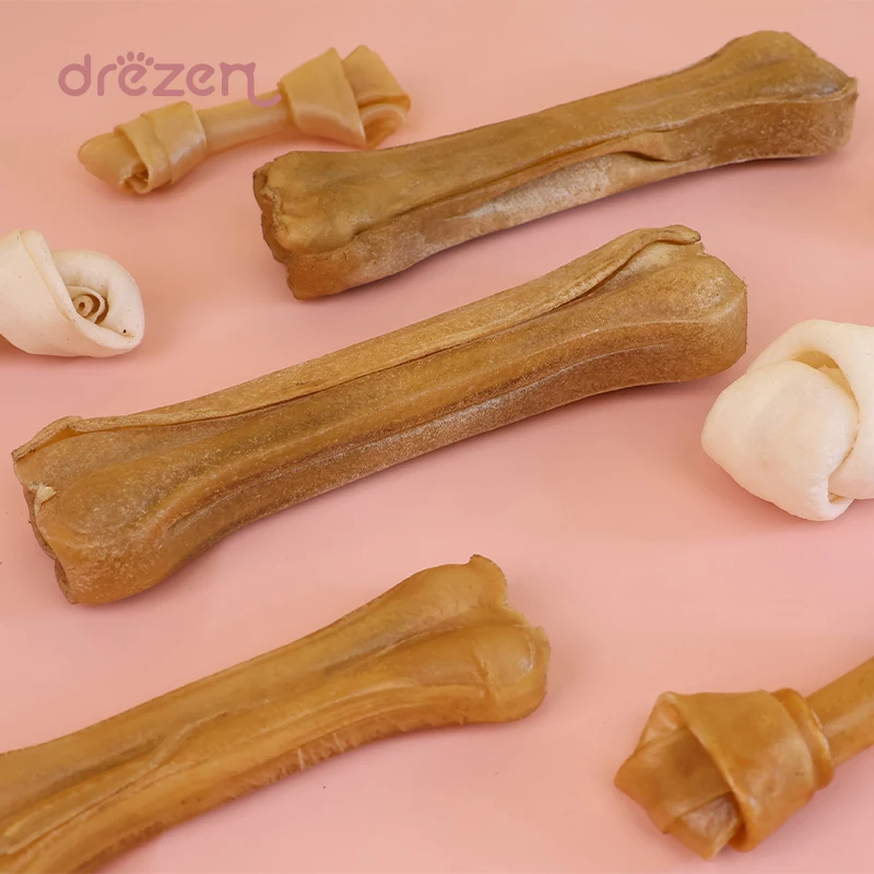Premium Natural Beef Rawhide Chews Long-Lasting Dog Treats Knotted Bones Chicken Wrapped Cattlehide Sticks Pet Snacks