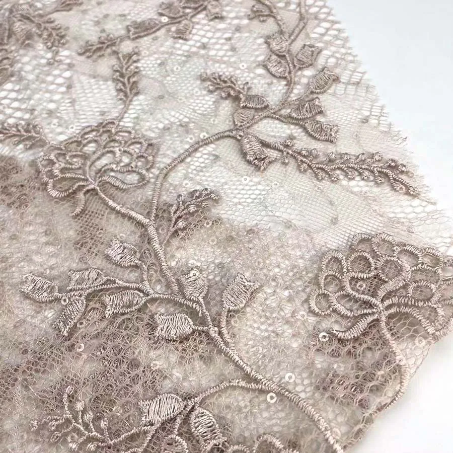 Lace Ground Fabric Water Soluble Textile Fabric Customized Dyed Flat Embroidery 3D Flower for Party Dress