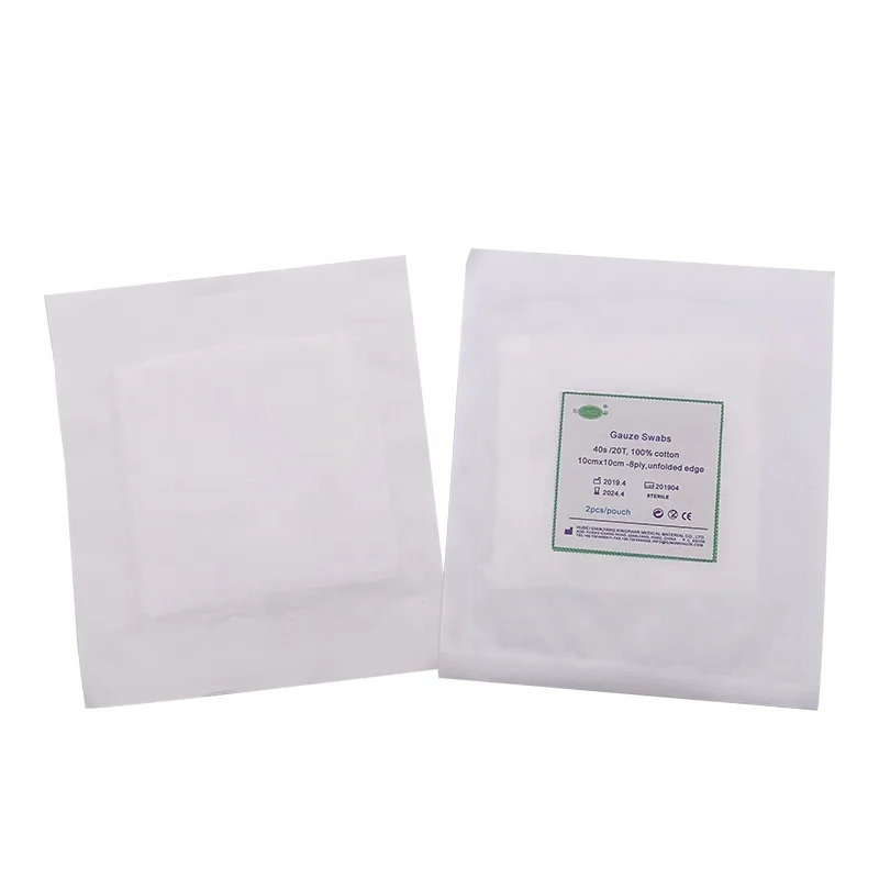100% Cotton Medical Consumables Pre-Cut Absorbent First Aid Gauze Swab