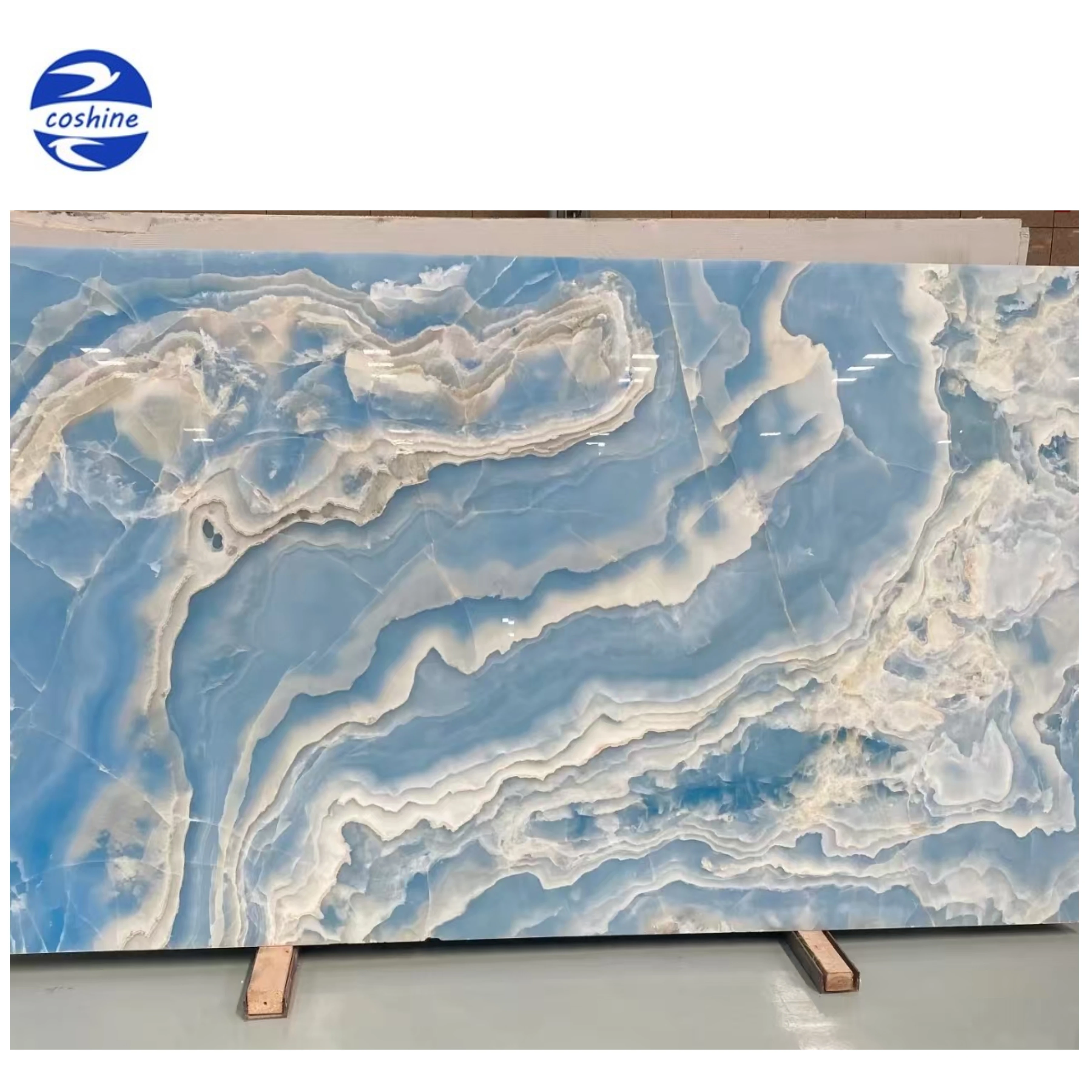 Architectural Interior Design Blue Agate Wall Panel Large Nature Stone Onyx Slab