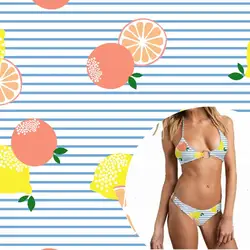 black stripe fruit print swimsuit nylon spandex optical white fabric