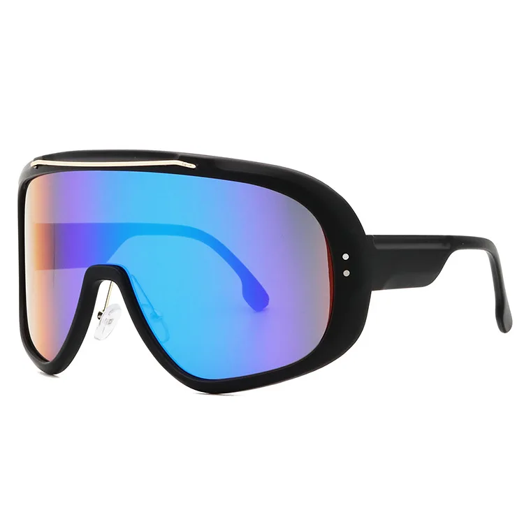 2022 New Arrival Fashion Oversized Black Frame Sunglasses with Multi-color Lens