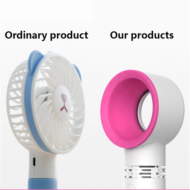 Portable Handheld Bladeless Fan Outdoor USB Rechargeable Mini Air Cooler No Leaf Desktop Bladeless Fan