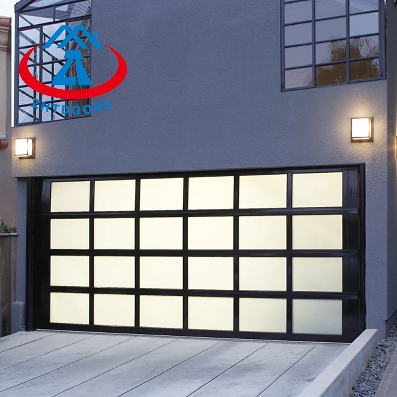 ZHTDOORS Corrosion and wear resistance 16x7 frosted commercial car wash insulated glass garage doors 10x10
