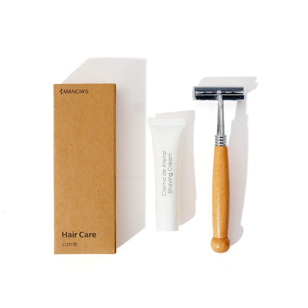 Customized Logo Disposable Hotel Shaving Kit Hotel Guest Supplies Wooden Shaving Razor