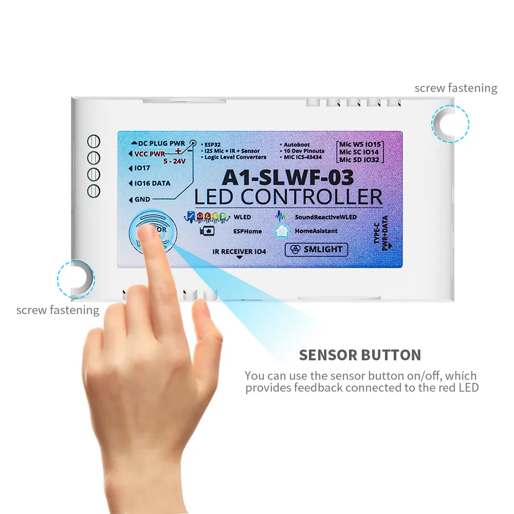 ESP32 микрофон RGBIC пиксели светодиодный контроллер SMLIGHT WLED цифровой WS2811 WS2812B WS2813 WS2815 светодиодные полосы