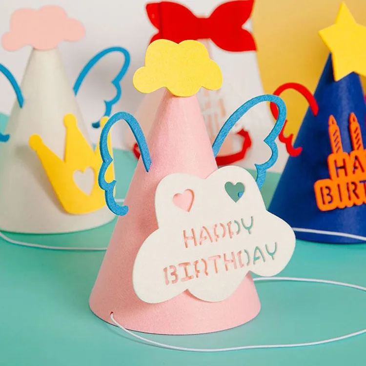 Happy Birthday party hats with multi pieces DIY elements colorful party decoration supplies for kids birthday party