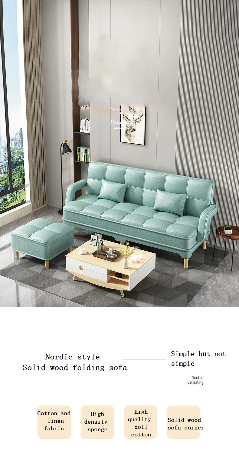 Bedroom rental room fabric sofa small family living room multi-function folding sofa bed