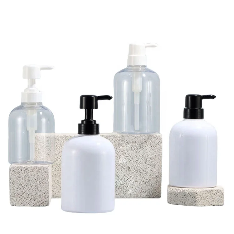 Eco friendly luxury empty lotion pump bottles plastic shower gel bottle circle plastic pump bottle