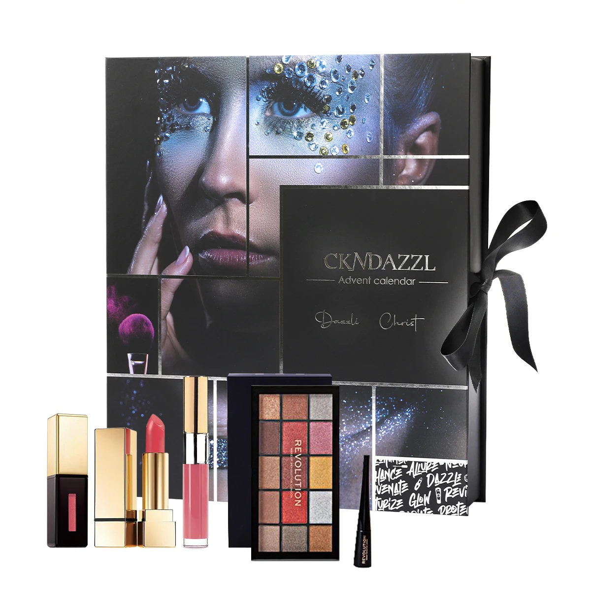 Перерабатываемая индивидуальная Подарочная коробка картонная для макияжа косметическая АДВЕНТ-календаря с шелковой лентой