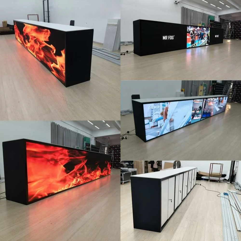 Modern Custom Design Trade Show Exhibit Display Exhibition Booth Advertising Portable Expo Front Reception Tables LED Counter