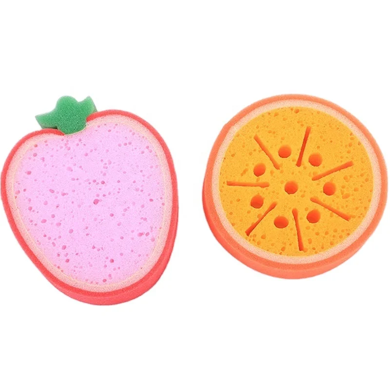 High Quality Colorful And Soft Fruit Shaped Baby Bath Sponge For Cleaning Sponge Kitchen Cleaning Dishwashing Sponge