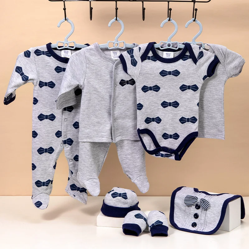 
High Quality Multi Designs Combed Cotton 8PCS Set New Born Baby Body Suit Baby Romper Set 