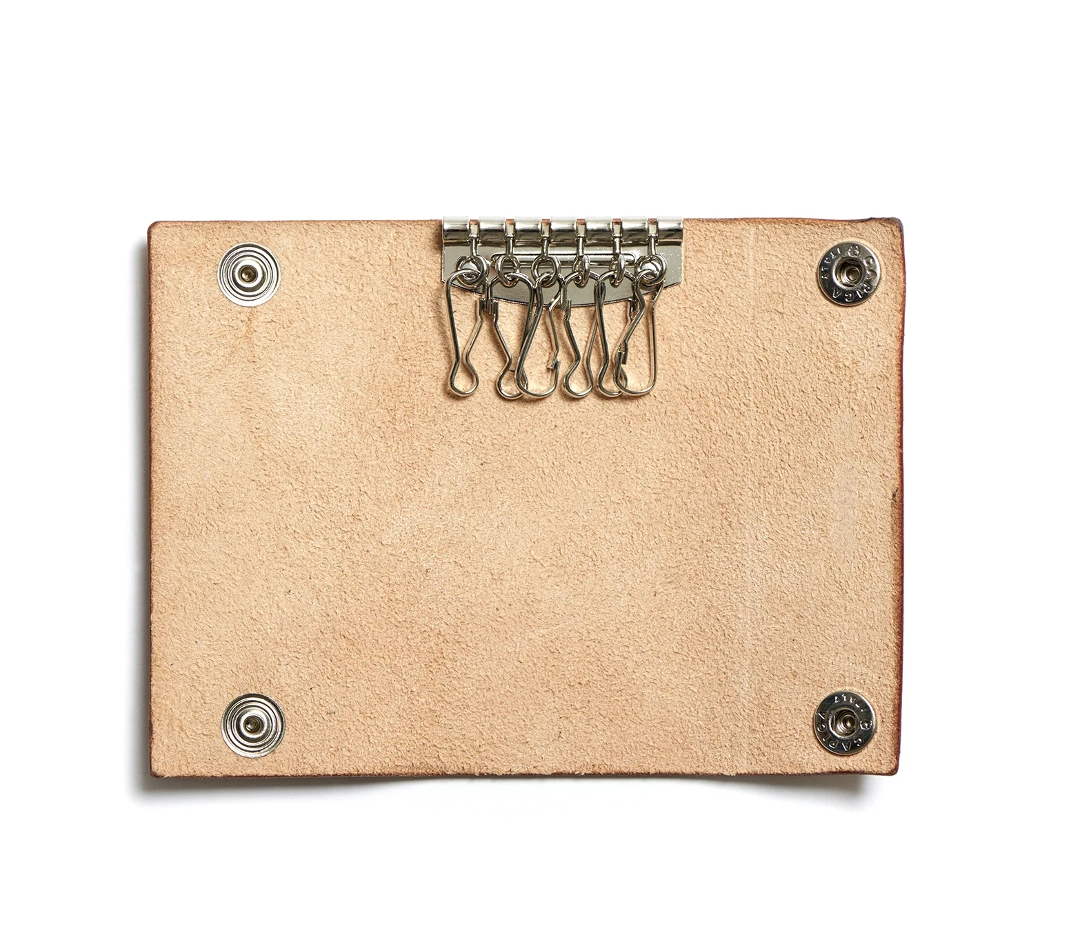 Highest quality natural tan harness leather key pouch with two snap