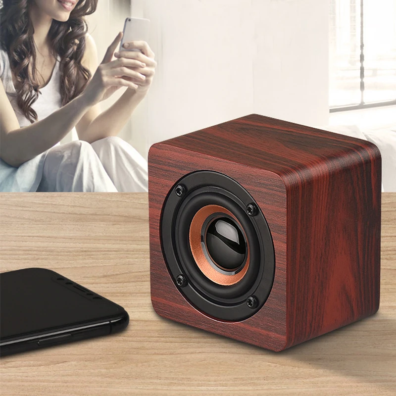 HANMOSS Wood Square Speakers Portable Mini Speaker Square Audio Box For Pc Phone Home