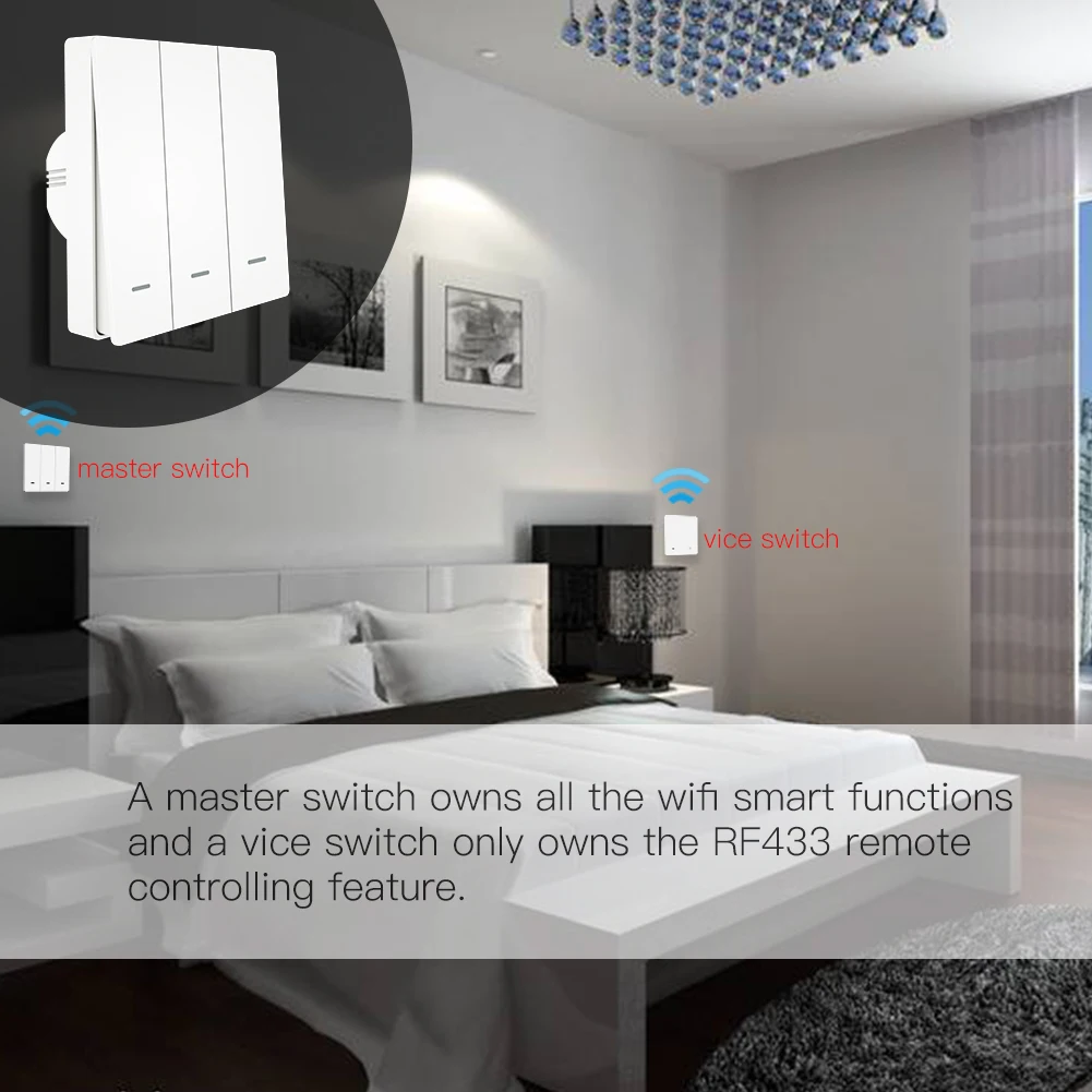  Wi-Fi Rf433 умный настенный выключатель света Tuya 1/2/3 Gang Smartlife беспроводной пульт дистанционного управления дом автоматизация Moes