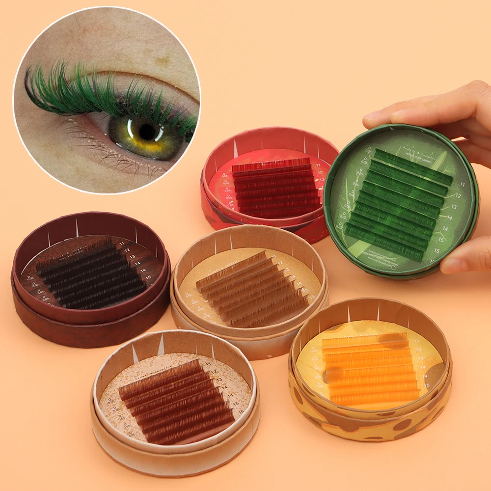 New Purple Blue Brown Green Red Pink Colored Lash Extensions .03 Individual Natural False Colorful Eyelash Extension