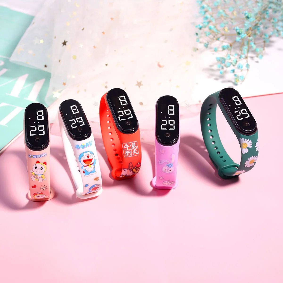 Free samples Cartoon Children Electronic Watch Animation Led Electronic Watch Kids Waterproof Touch Bracelet Watch