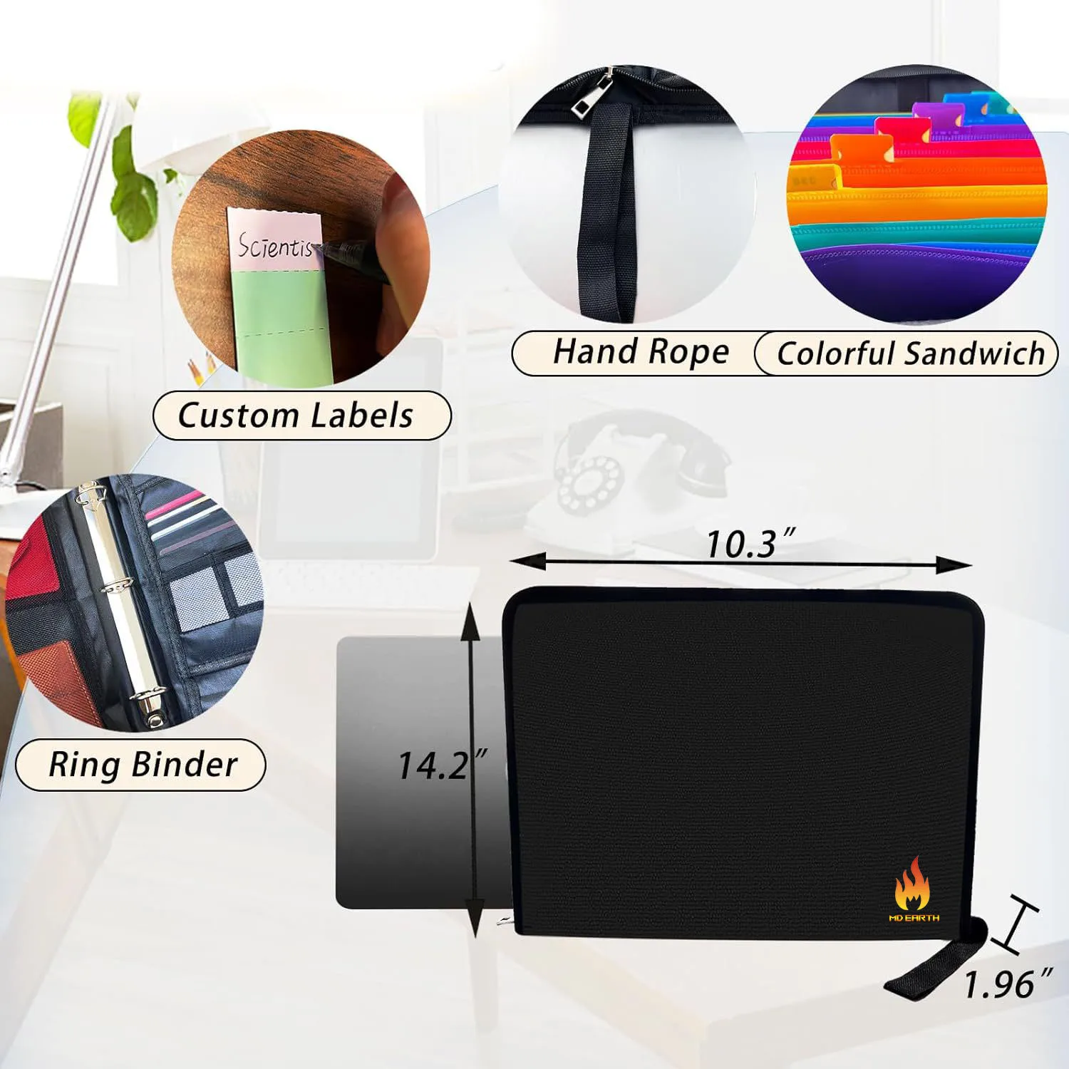 Portable Design Document File Organizer Boxes Black Waterproof Fireproof Document Bag With zipper Lock