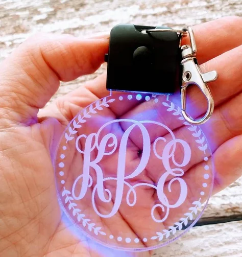 Personalized LED Acrylic Keychain Stocking Stuffer  Gift for Her  Valentines Gift