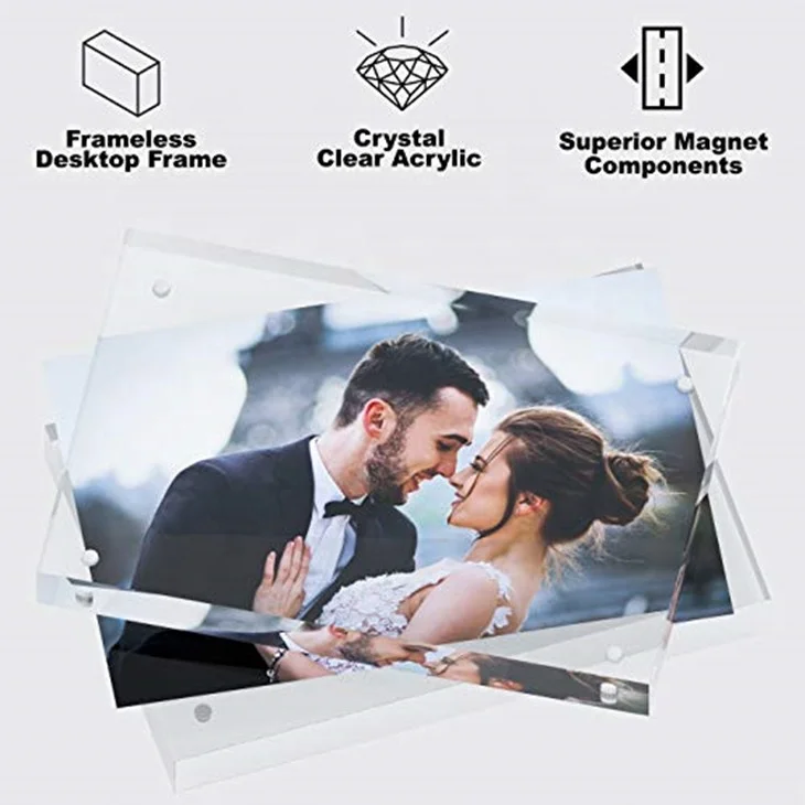 Оптовая продажа Магнитная акриловая фоторамка 4x6/фоторамки для свадебного