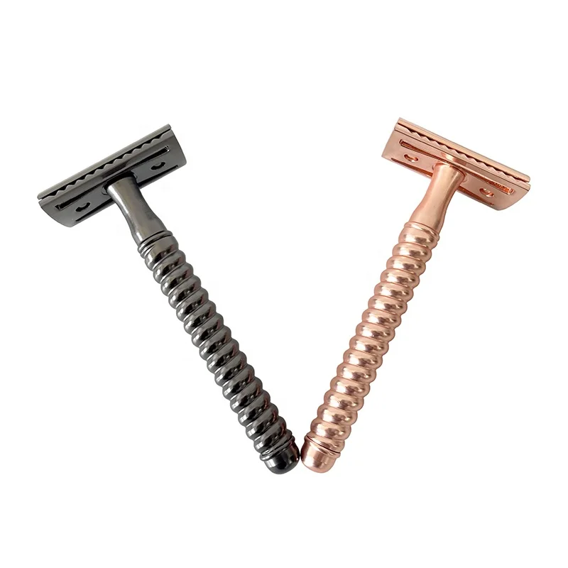 Ready To Send Rose Gold Color Bikini Safety Brass Metal Razor For Women Double Edge Metal Shaving Razors For Body