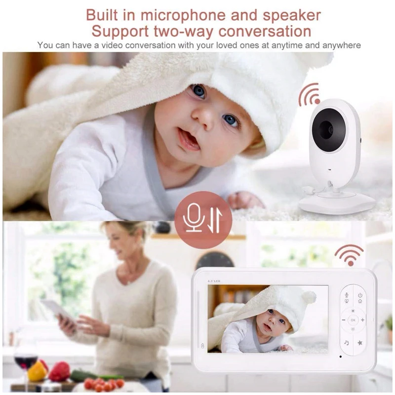 Babyphone Smart Wifi Wireless Baby Monitor Camera 4.3 Inch HD 1080P Babyfoon Met Camera Two-Way Audio IR Baby Camera Monitors