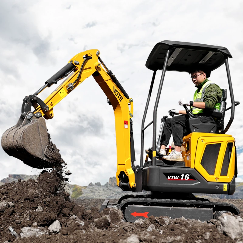 Good quality Mini Excavator 1 Ton EPA Engine  Crawler Micro Digger 1.6 tons 2 Hydraulic Farm mini small excavator Bagger