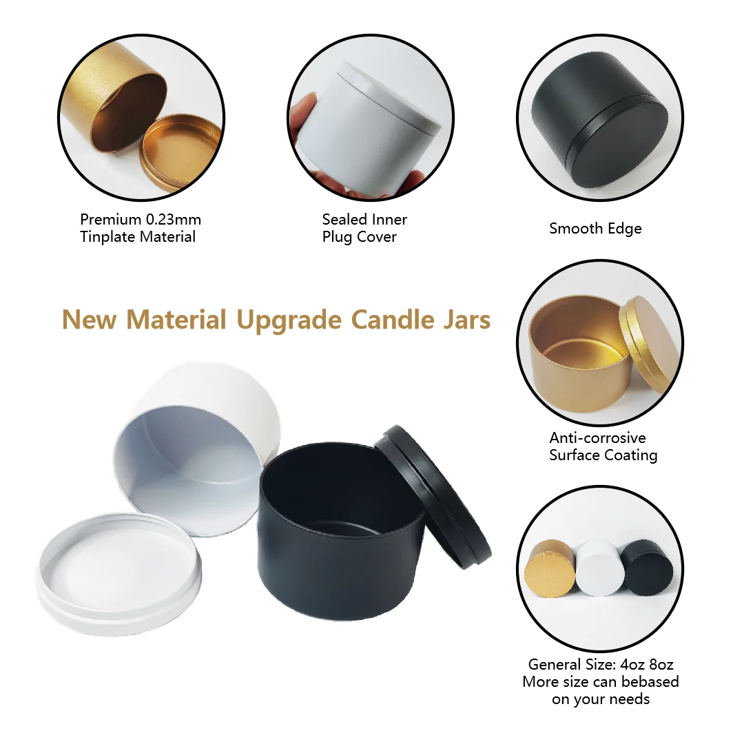Wholesale 2oz 4oz 8oz Spice Tea Aluminum Candle Jar Metal Round Tins Cosmetic Tin Cans With Screw Lids For Candles