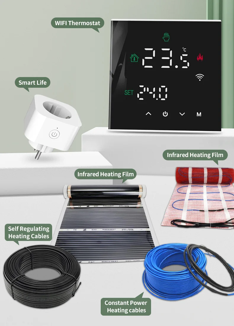 Minco Heat 220W/M2 High Efficiency Infrared Carbon Heating Film Electric Warm Floor System 50cm Width Heating Foil Mat