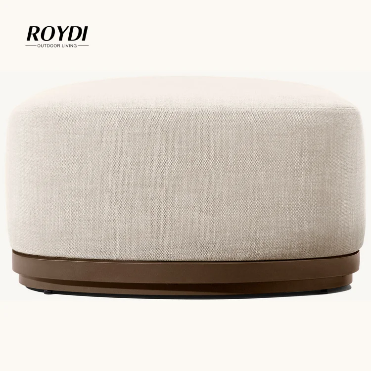 Roydi Patio Hotel Outdoor Ottoman Furniture Metal Aluminum Square Sofa Stools And Ottoman