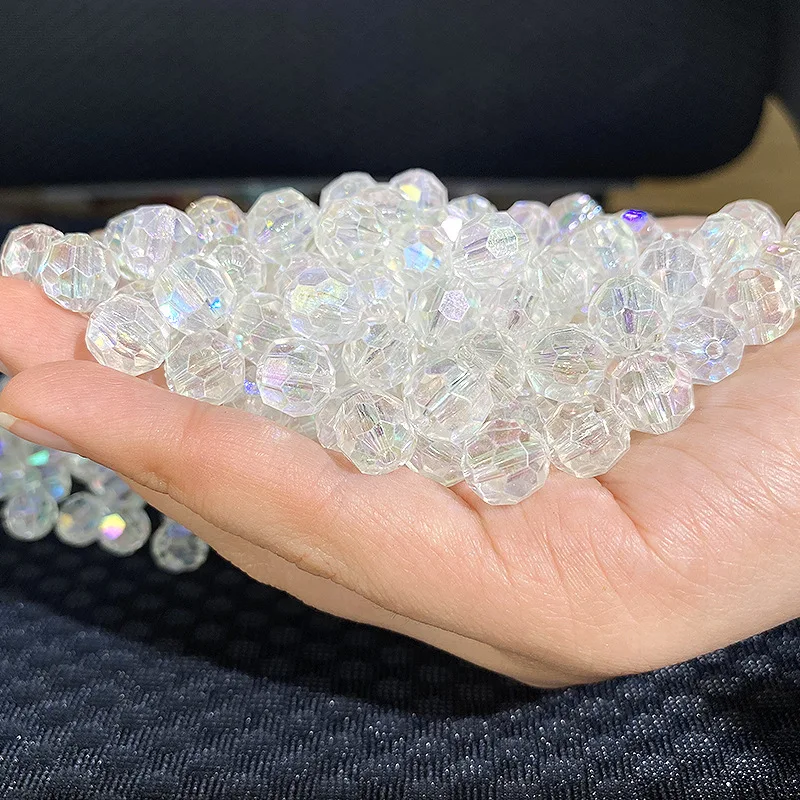 AB color transparent acrylic glass corner beads DIY hand-beaded 32-section color magic bag weaving loose beads