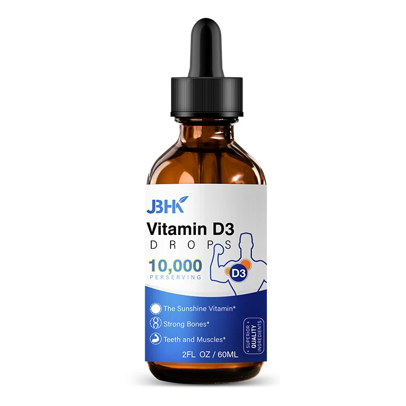 Liquid Drops K2 + D3 Sublingual  Vegan Vitamin Drops Customized Flavor Energy Booster Vitamin D3 And K2 Dietary Supplement Drop