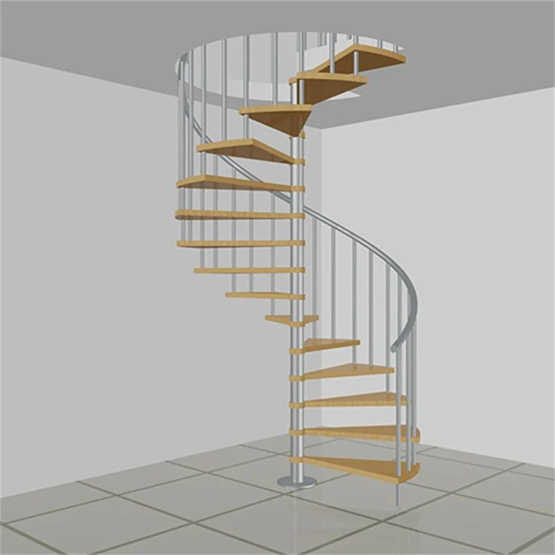 Steric Hot Sale Nice Wood Tread Round Spiral Staircase Space Saving Indoor Spiral Staircase