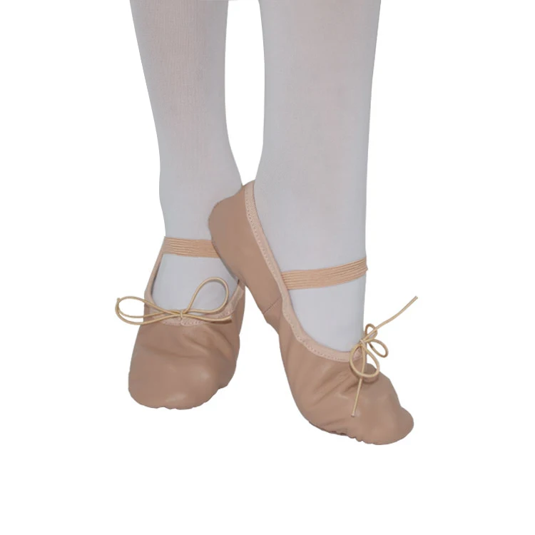 
Custom girls foldable split sole leather ballet dancing shoes 