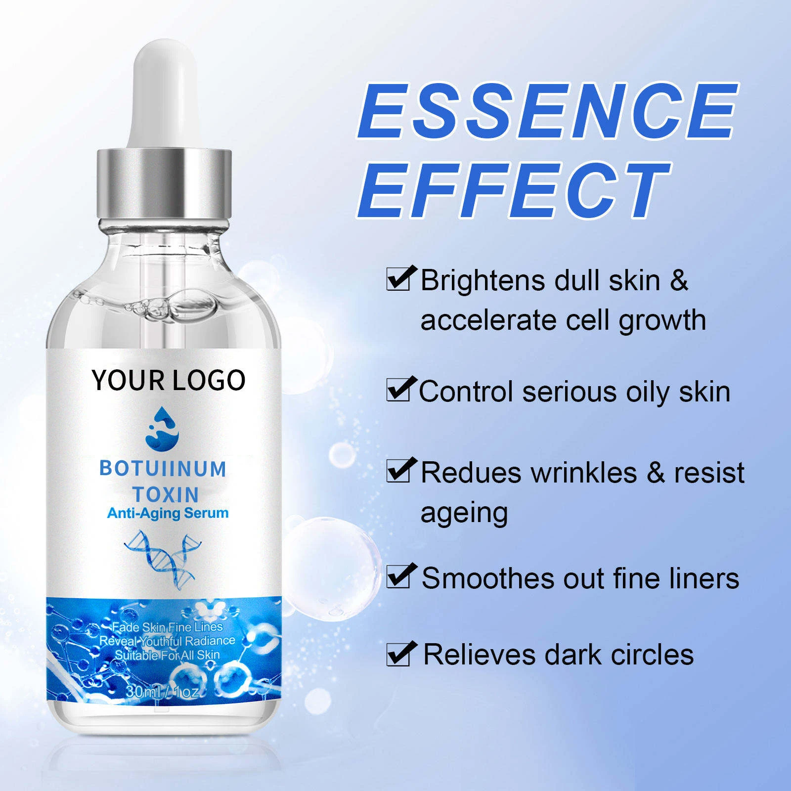 Skincare Most Effective Intense Anti-Wrinkle Anti-Aging Vitamin C Hyaluronic Acid Collagen Botulinum Toxin Facial Serum