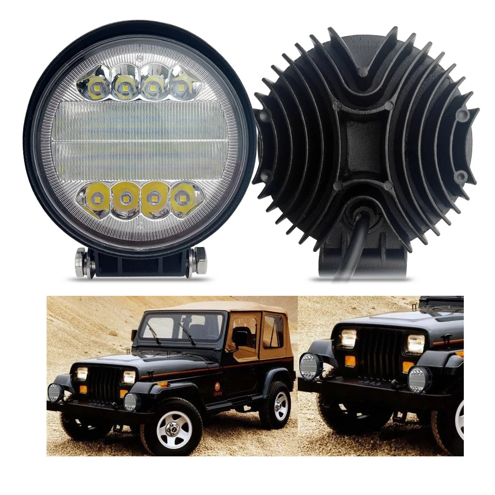 Easy To Install 3000Lm Round 12V 3000K Amber Angle Eyes 45W Truck 4X4 Led Auxiliary Driving Lights