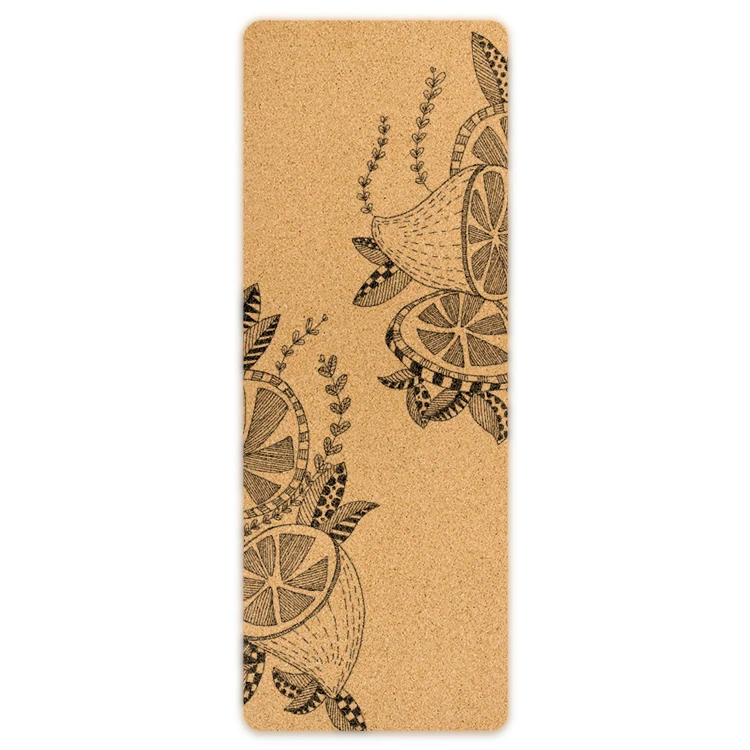Custom Private Label Print Eco Friendly Cork Natural Rubber Pilates Yoga Mat For Indoor Hot Workouts