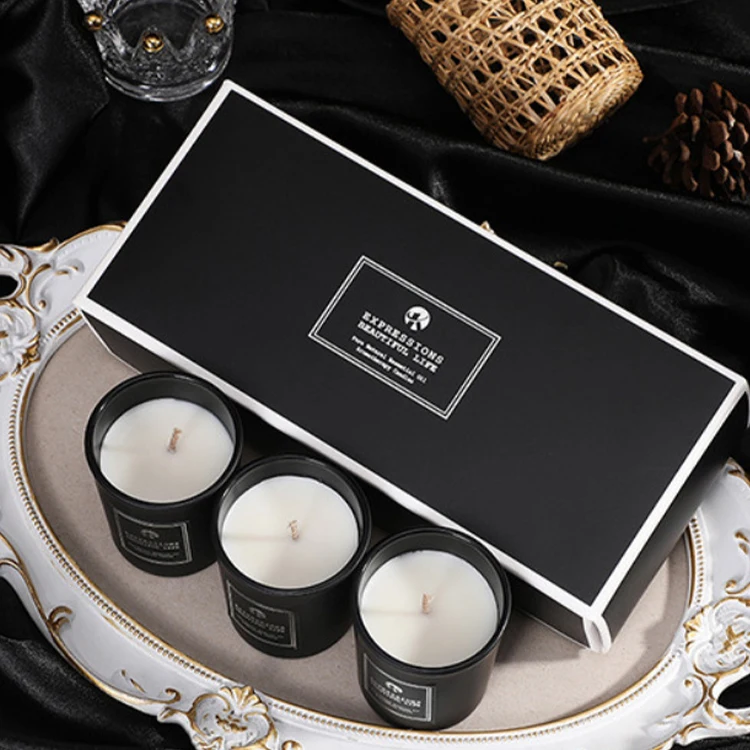 Huati Sifuli 160g Soy Wax Home Decoration Luxury Essential Oil fragrance scented candles gift set Matte Black Aromatherapy