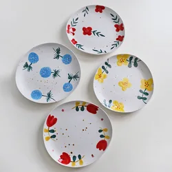 Newest hand painted flowers pattern irregular ceramic plate for gift