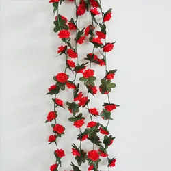 Wholesale 8.2ft artificial rose garland mixed double colors faux wedding wall backdrop hanging flowers vine fabric flower wall